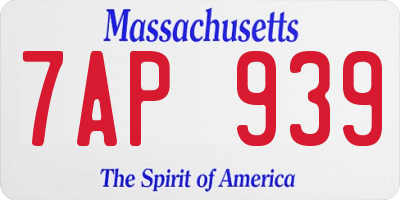 MA license plate 7AP939
