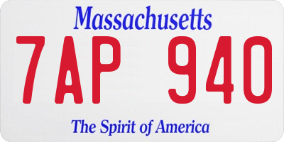 MA license plate 7AP940