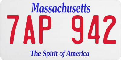 MA license plate 7AP942