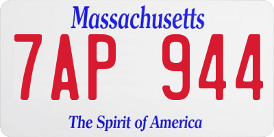 MA license plate 7AP944