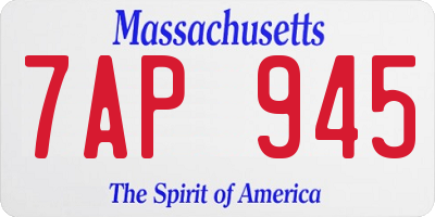 MA license plate 7AP945