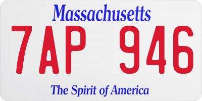 MA license plate 7AP946