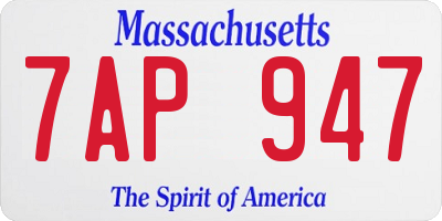 MA license plate 7AP947