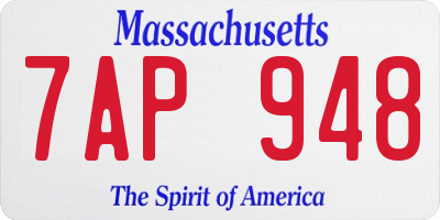 MA license plate 7AP948