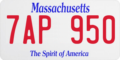 MA license plate 7AP950