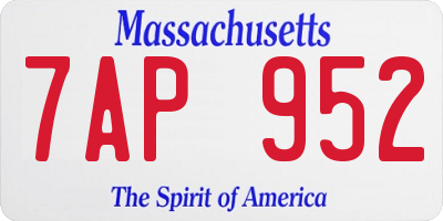 MA license plate 7AP952
