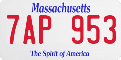 MA license plate 7AP953
