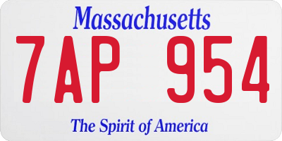 MA license plate 7AP954