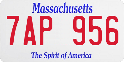 MA license plate 7AP956