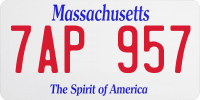 MA license plate 7AP957