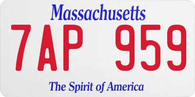 MA license plate 7AP959
