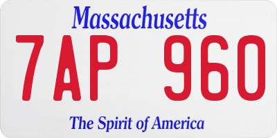 MA license plate 7AP960