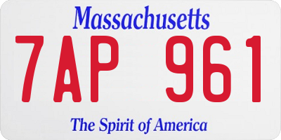 MA license plate 7AP961