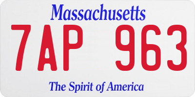 MA license plate 7AP963