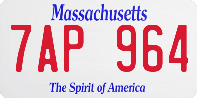 MA license plate 7AP964