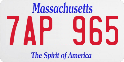 MA license plate 7AP965