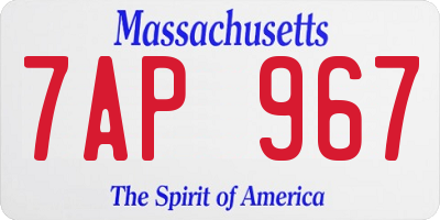 MA license plate 7AP967