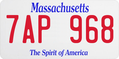 MA license plate 7AP968