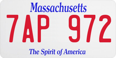 MA license plate 7AP972