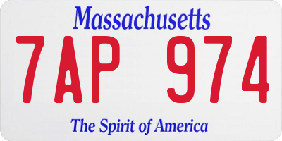 MA license plate 7AP974