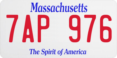 MA license plate 7AP976