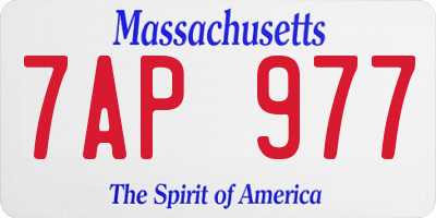 MA license plate 7AP977