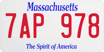 MA license plate 7AP978