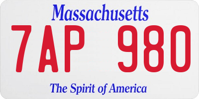 MA license plate 7AP980