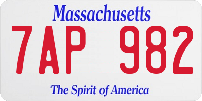 MA license plate 7AP982
