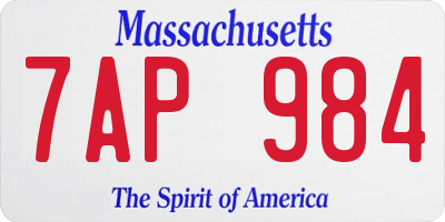 MA license plate 7AP984