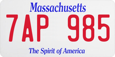 MA license plate 7AP985