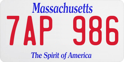 MA license plate 7AP986