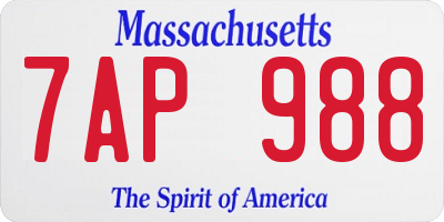 MA license plate 7AP988