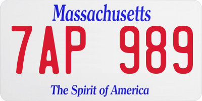 MA license plate 7AP989