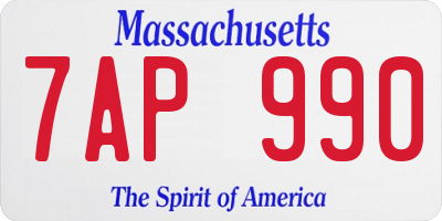 MA license plate 7AP990