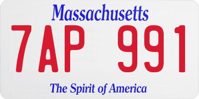 MA license plate 7AP991
