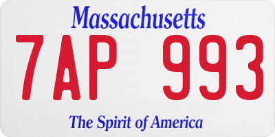 MA license plate 7AP993