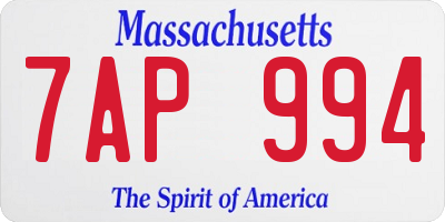 MA license plate 7AP994