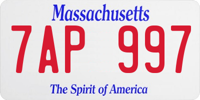 MA license plate 7AP997