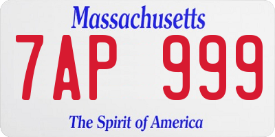 MA license plate 7AP999