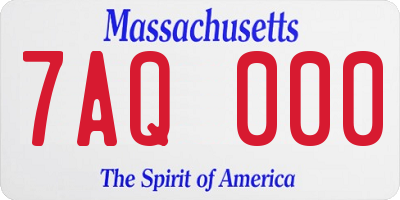 MA license plate 7AQ000