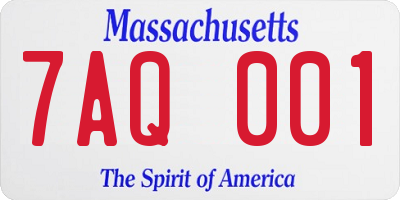 MA license plate 7AQ001