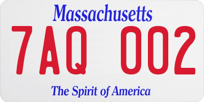 MA license plate 7AQ002