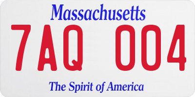 MA license plate 7AQ004