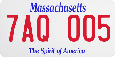 MA license plate 7AQ005