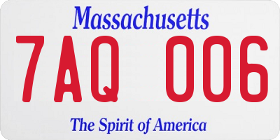 MA license plate 7AQ006