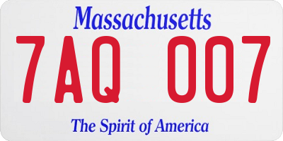 MA license plate 7AQ007