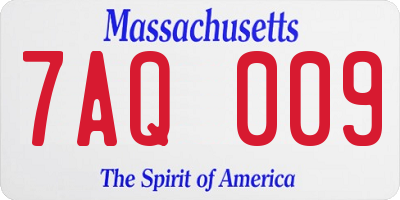 MA license plate 7AQ009