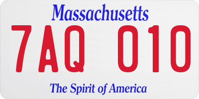 MA license plate 7AQ010