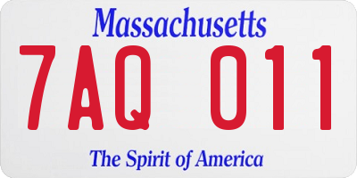 MA license plate 7AQ011